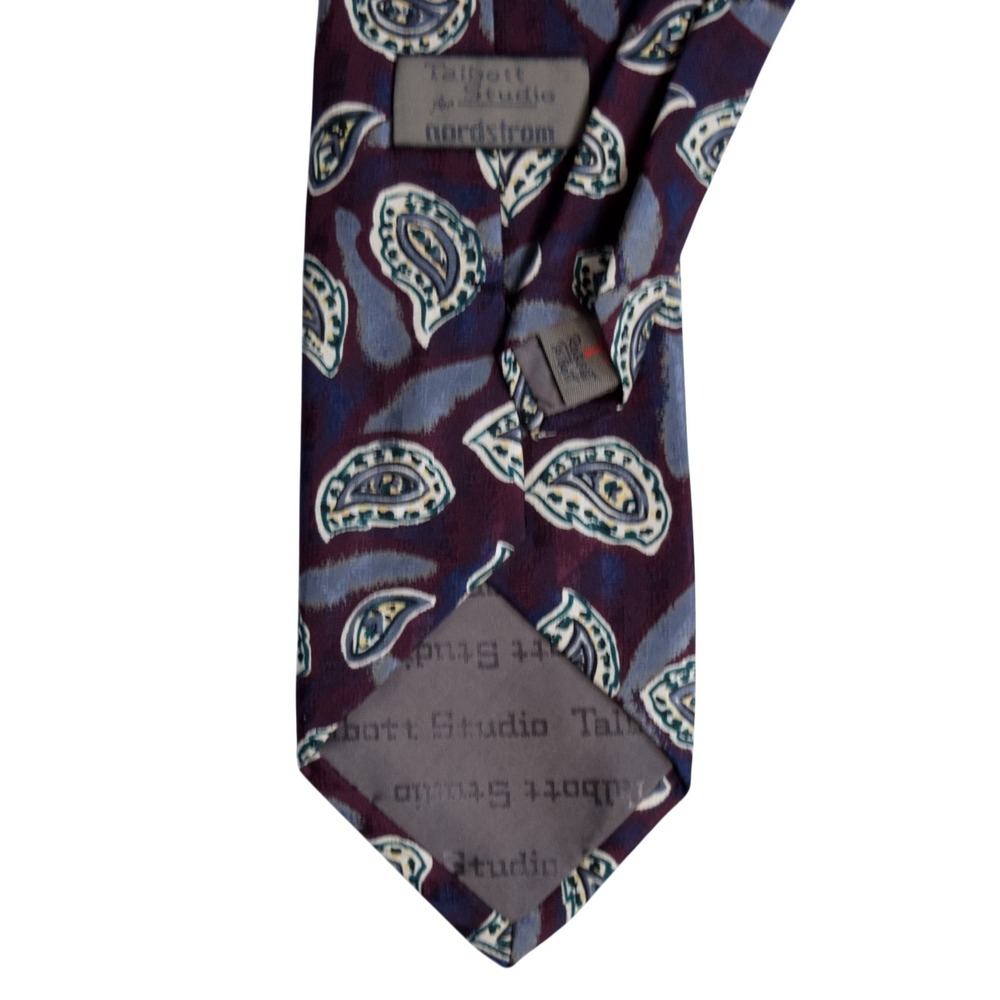 Robert Talbott Nordstrom Burgundy Teal Paisley USA Hand Sewn Vintage Silk Tie - Picture 7 of 9